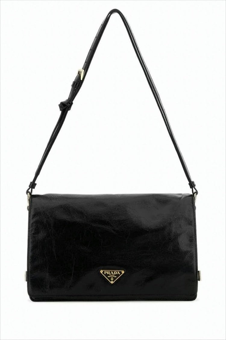 Prada Rectangular Calf Leather Shoulder Bag With Finish