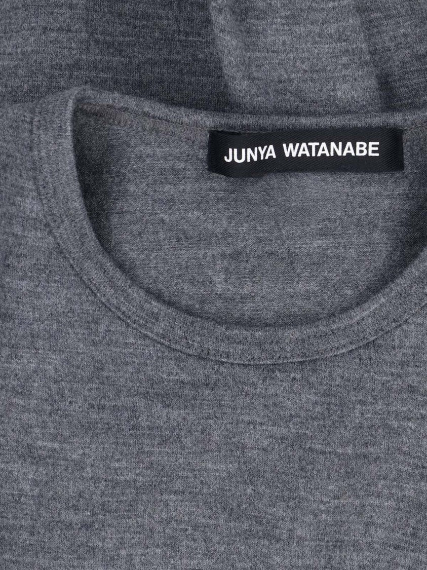 Junya Watanabe Textured Grey Wool Sweater With Draped Details