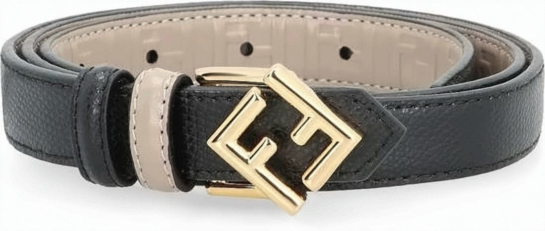 Fendi Textured Black Leather Belt