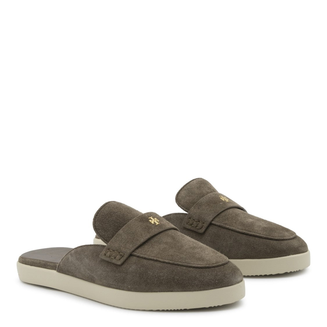 Tory Burch Brown Suede Open Back Loafers