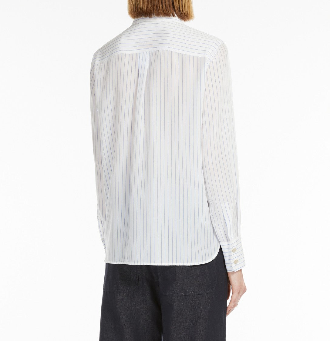 Max Mara Long-Sleeve Pinstripe Shirt With Crisp Collar