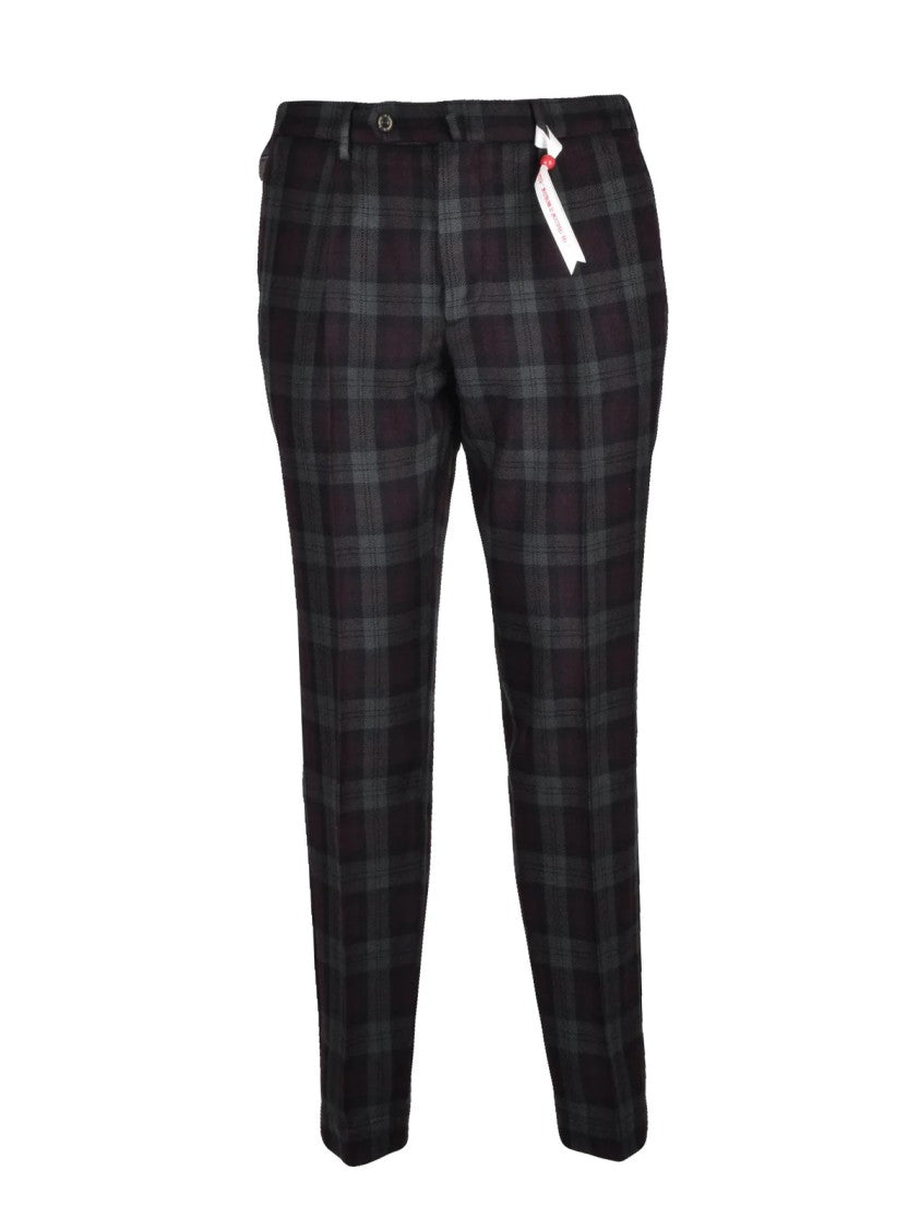 Santaniello Green Virgin Wool Plaid Pants