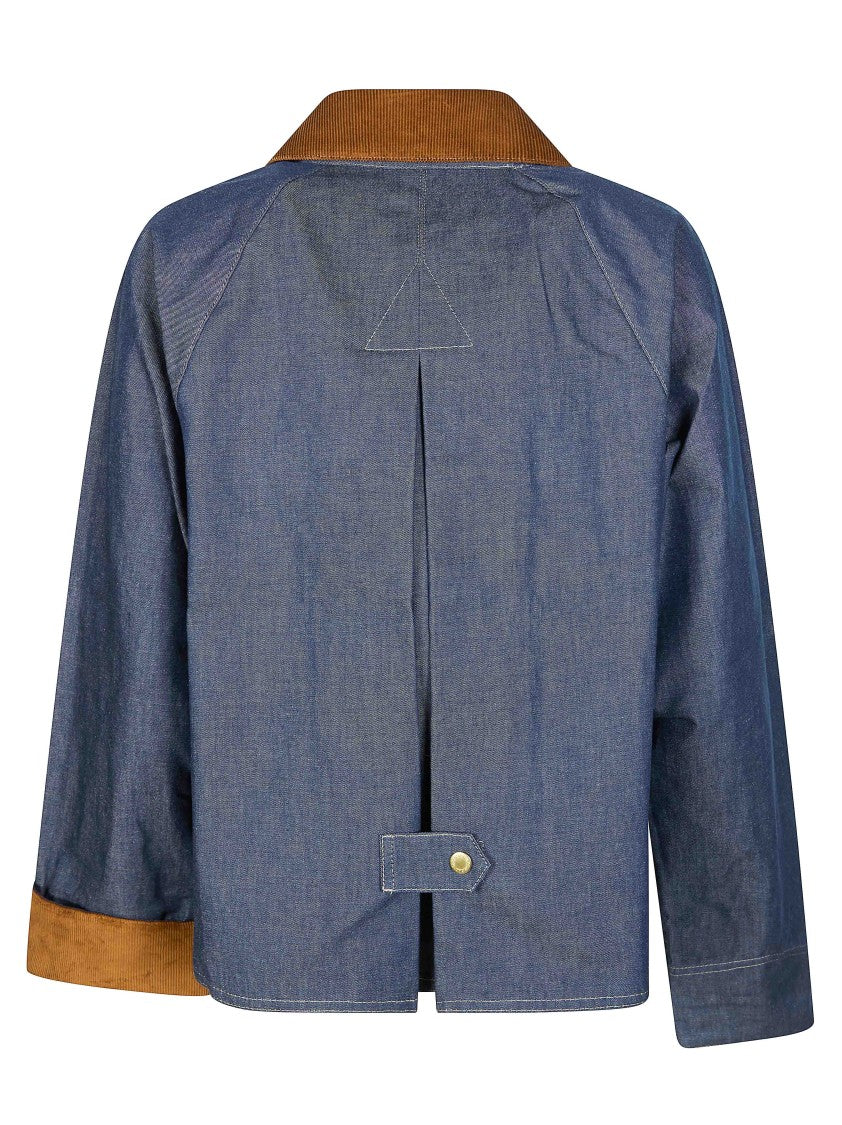 Barbour Cropped Corduroy Collar Denim Jacket