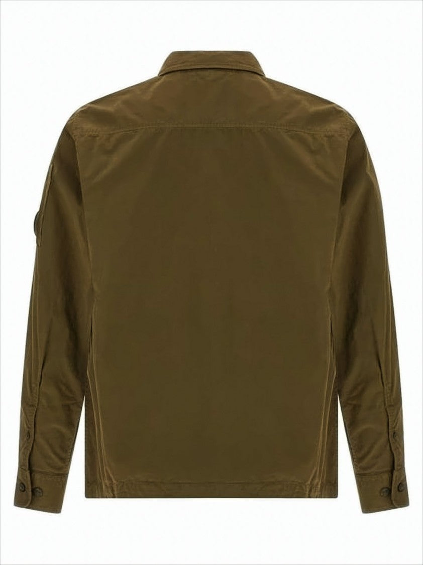 C.P. Company Casual Brown Cotton Jacket With Logo Patch Accents