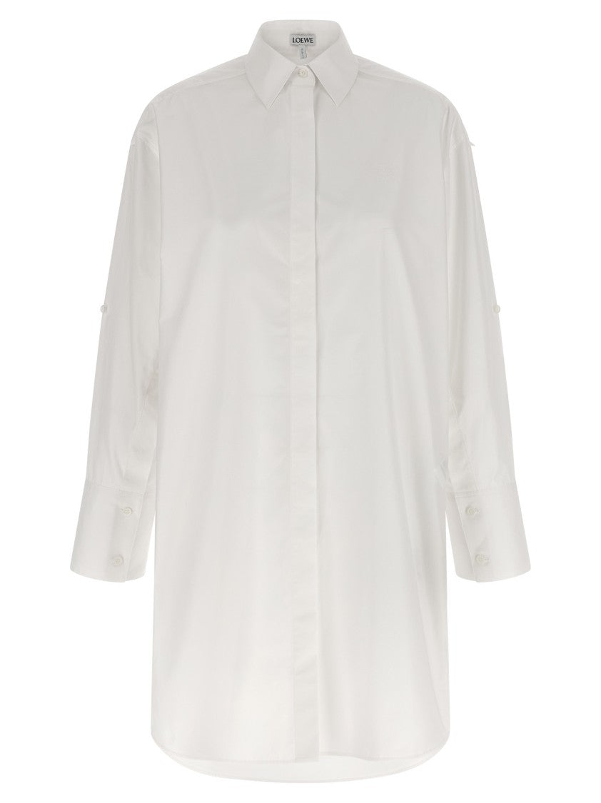 Loewe Midi Chemisier Dress With Tone-On-Tone Anagram Embroidery