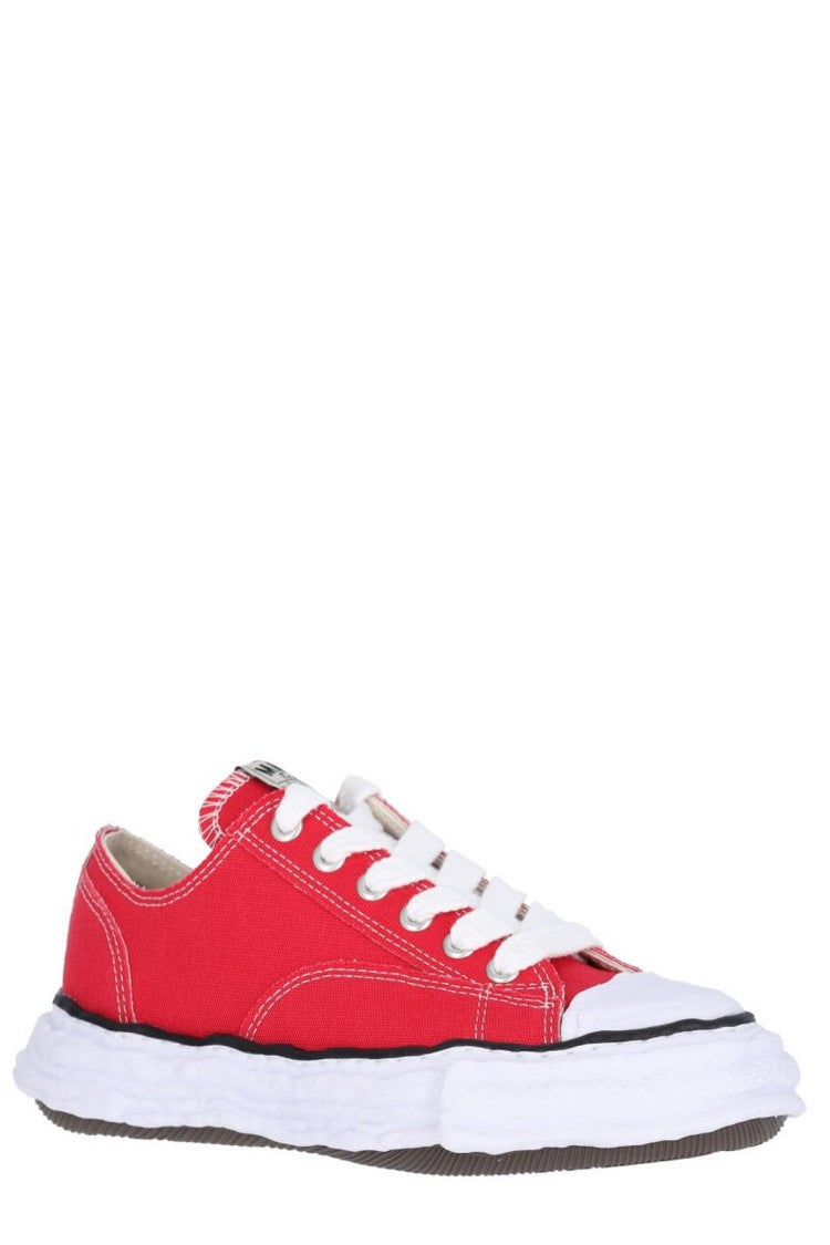 Maison Mihara Yasuhiro Vibrant Red Low-Top Sneakers With Minimalistic Detailing