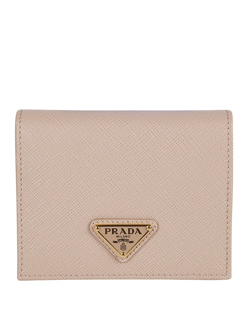 Prada Small Saffiano Wallet With Snap Button Closure