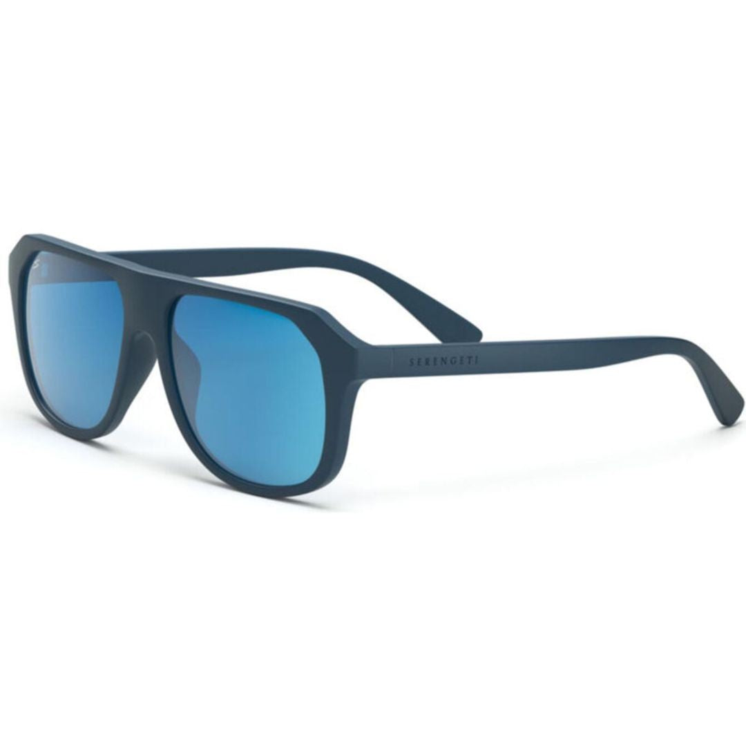 Serengeti Oatman Bold Rectangular Frame Sunglasses With Vibrant Blue Lenses