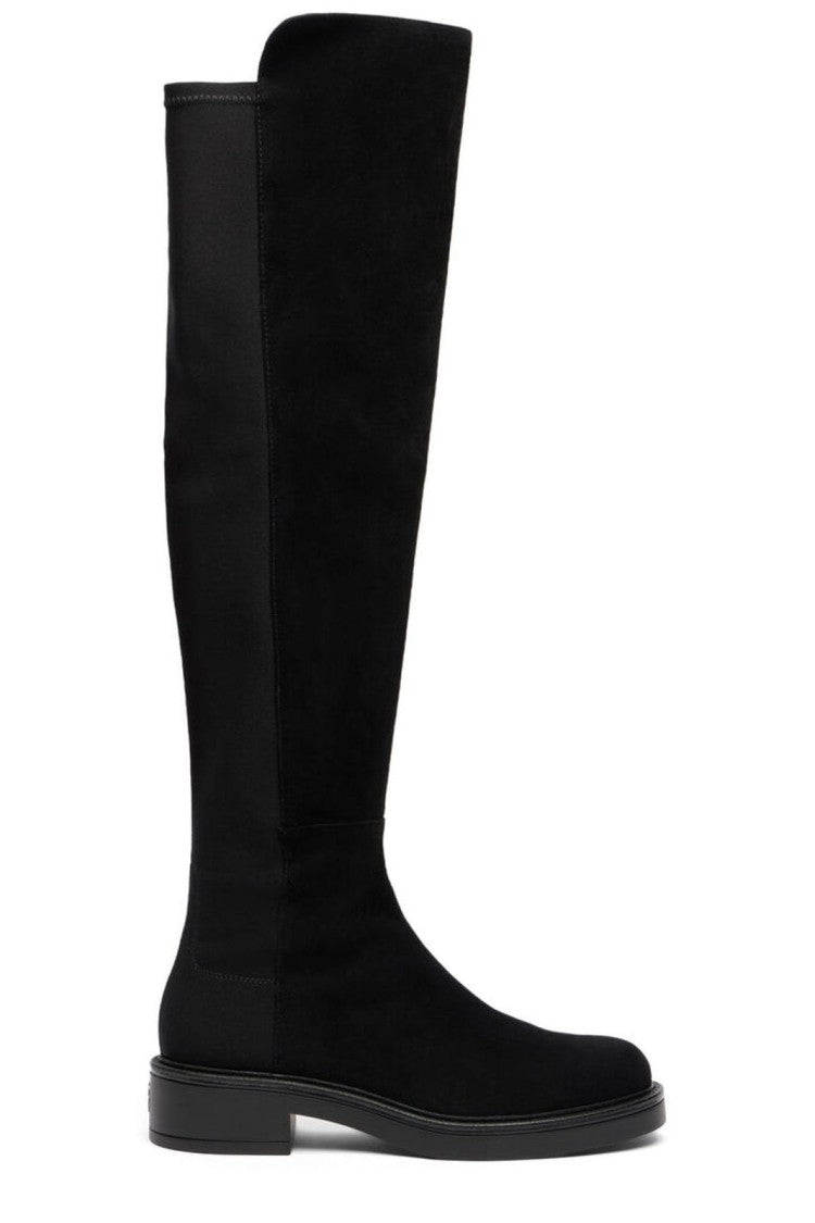 Stuart Weitzman Suede Over-The-Knee Boots With Rounded Toe And Low Block Heel