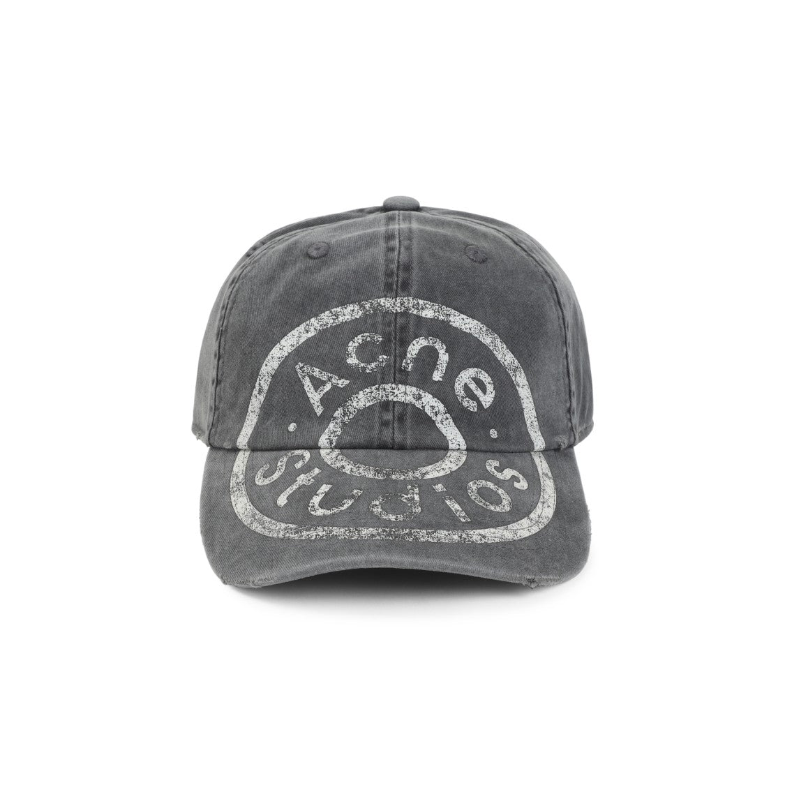 Acne Studios Distressed Graphic Logo Baseball Cap In Charcoal Grey