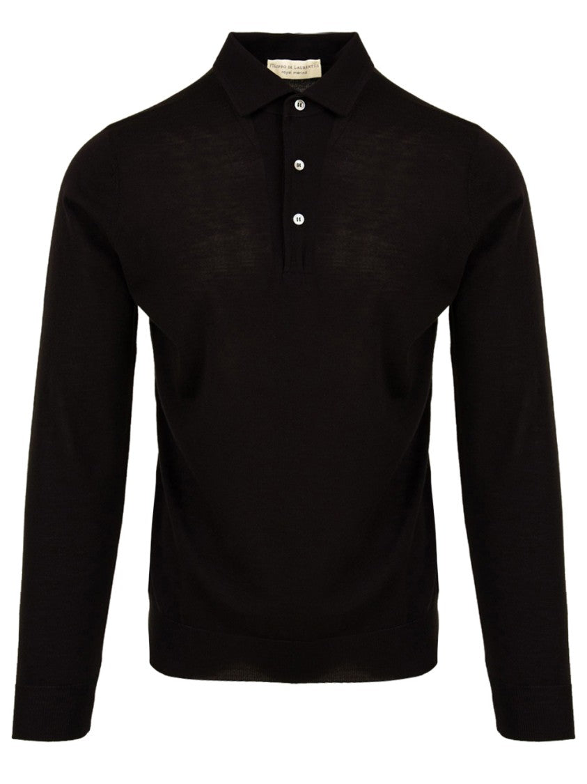 Filippo De Laurentiis Long-Sleeve Polo Shirt In Wool