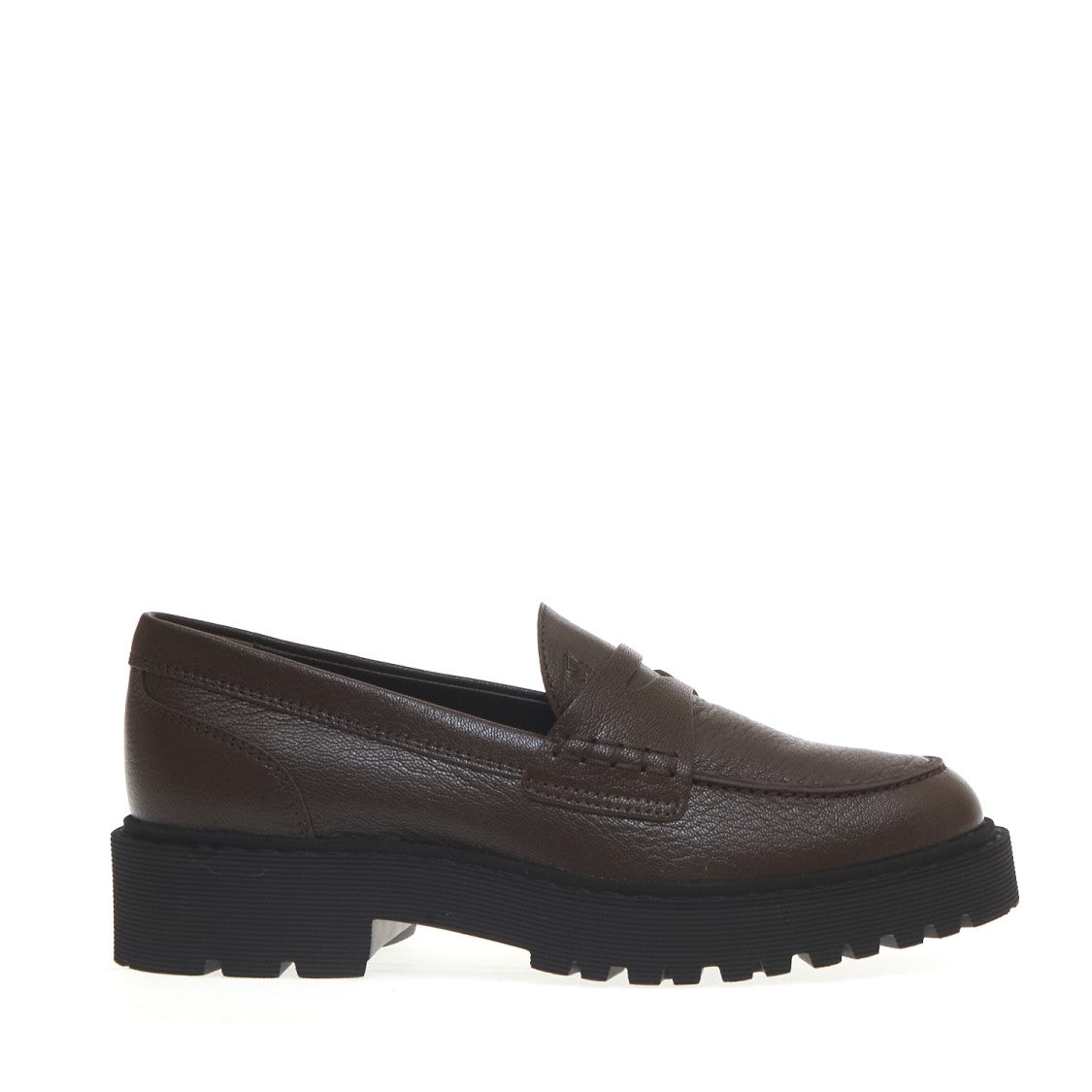 Hogan Brown Leather Route Bottom Moccasin