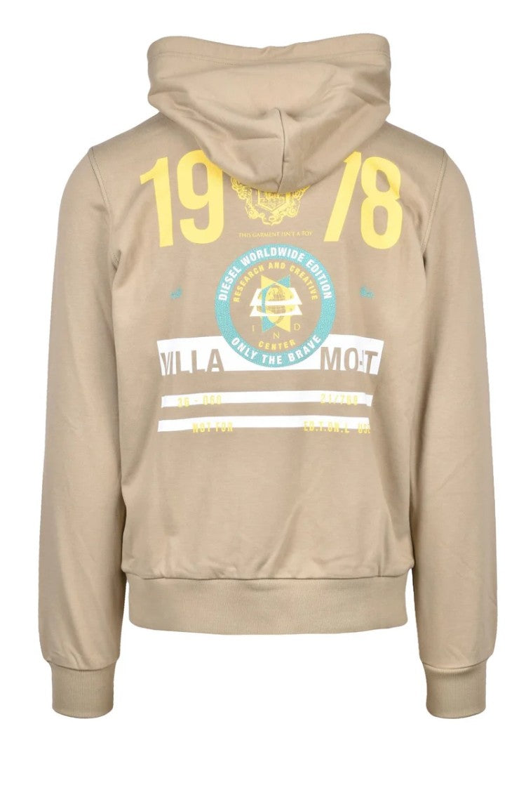 Diesel Khaki Graphic Cotton Hoodie