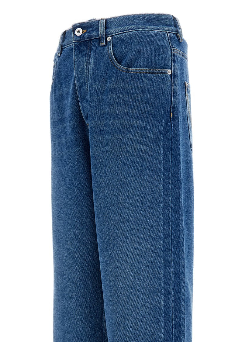 Bottega Veneta Mid Blue Turn-Up Hem Wide Leg Jeans
