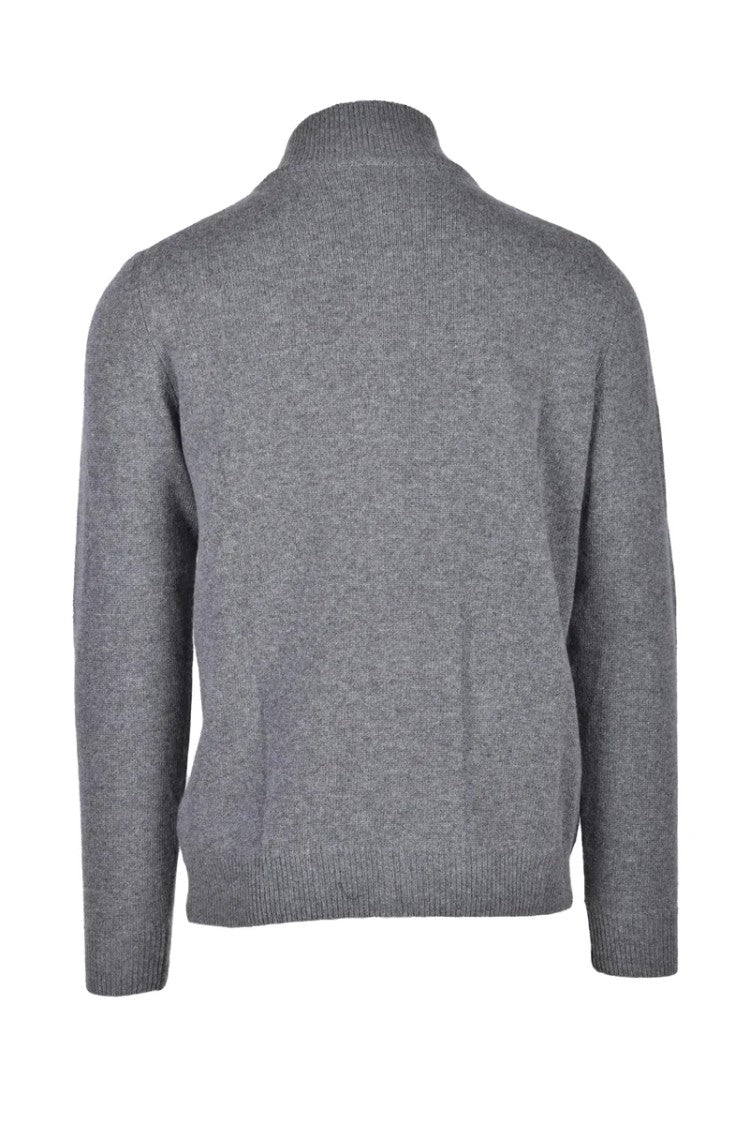 Terzo Fuso 1952 Light Grey High-Collar Wool-Blend Cardigan