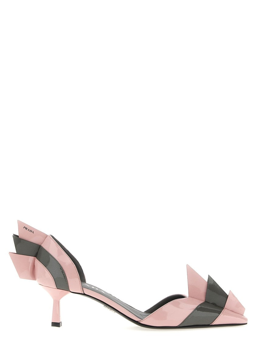 Prada Two-Tone Patent Leather Pumps With Sculptural Detailing