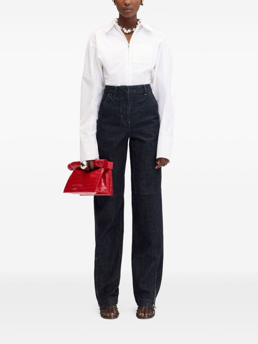 Jacquemus High-Waisted Black Jeans With And Hem Zipper Details