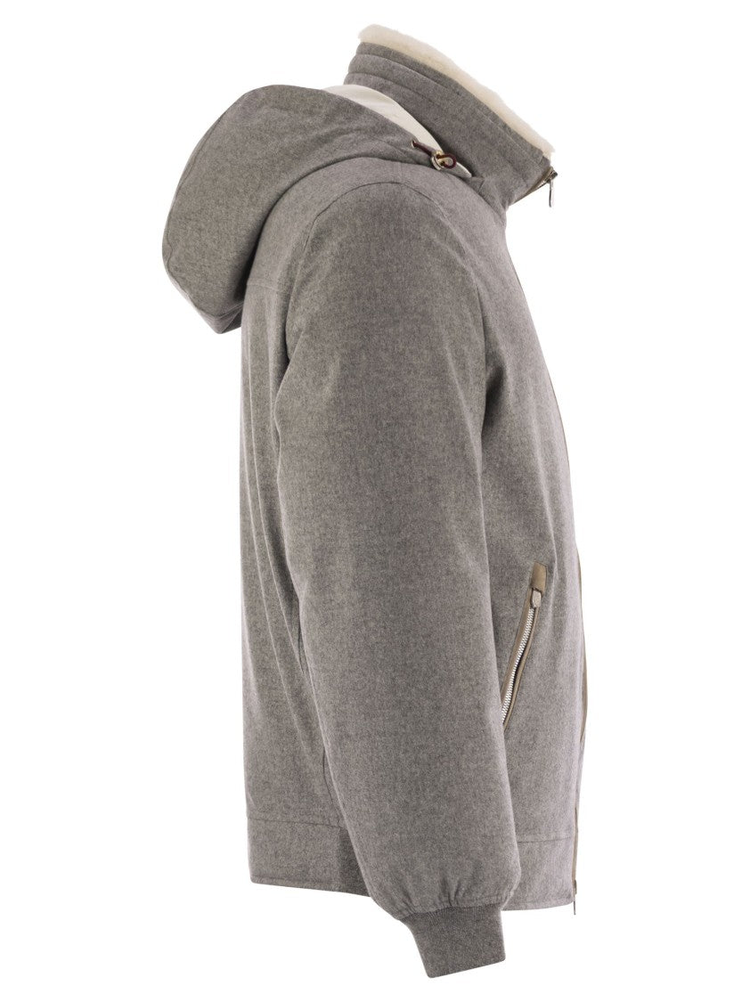 Brunello Cucinelli Membranated Wool Flannel Down Jacket