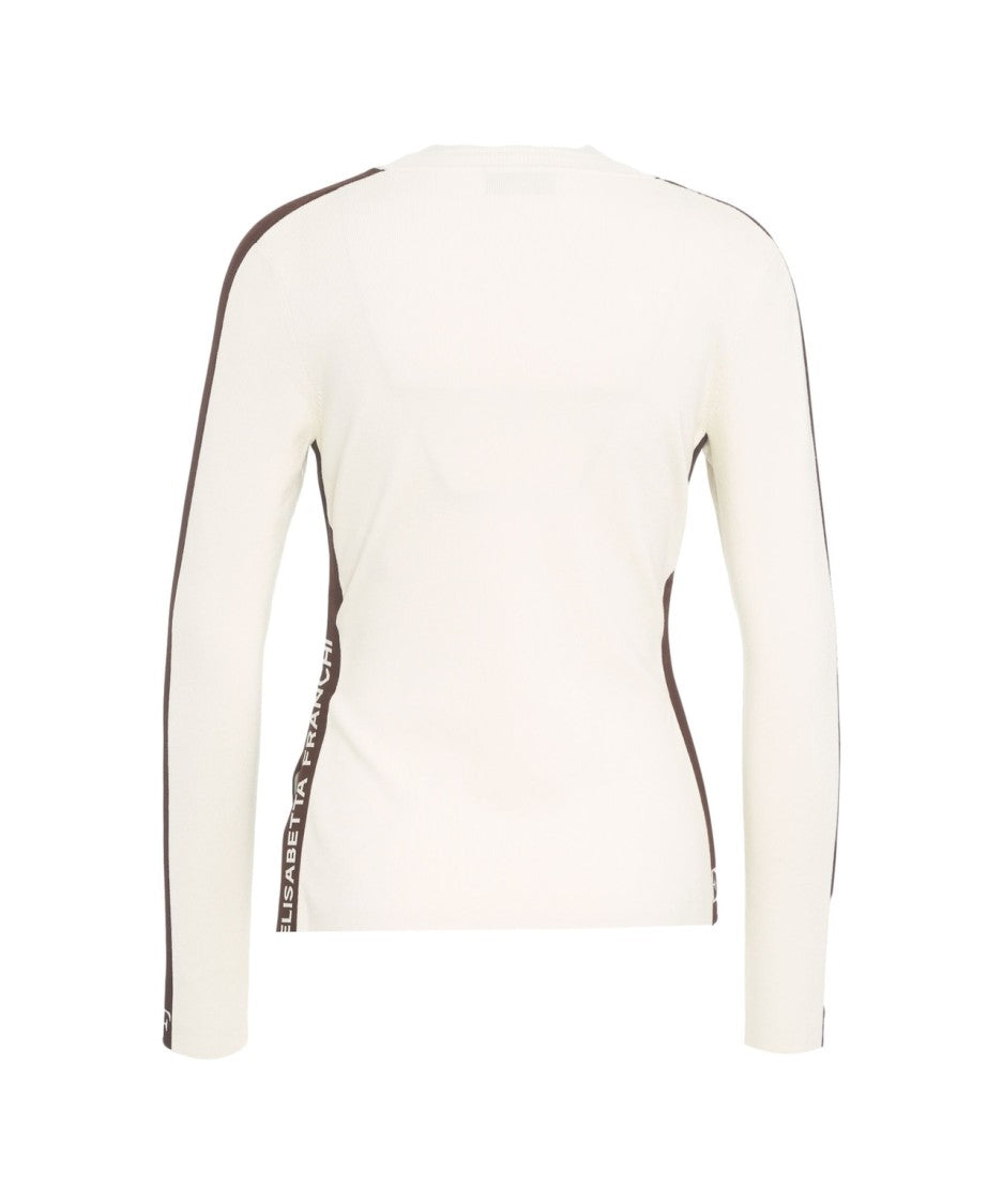 Elisabetta Franchi Ribbed Sweater With Logo Details