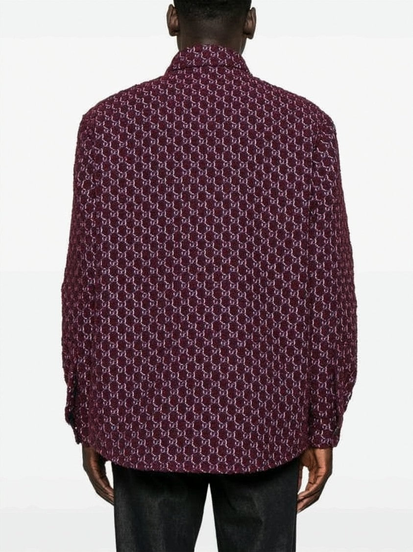 Gucci Burgundy Long Sleeve Shirt With Intricate Pattern