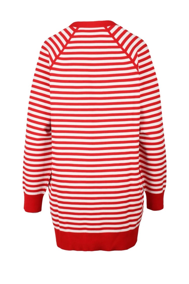Max Mara Long Cardigan In Viscose - White/Red