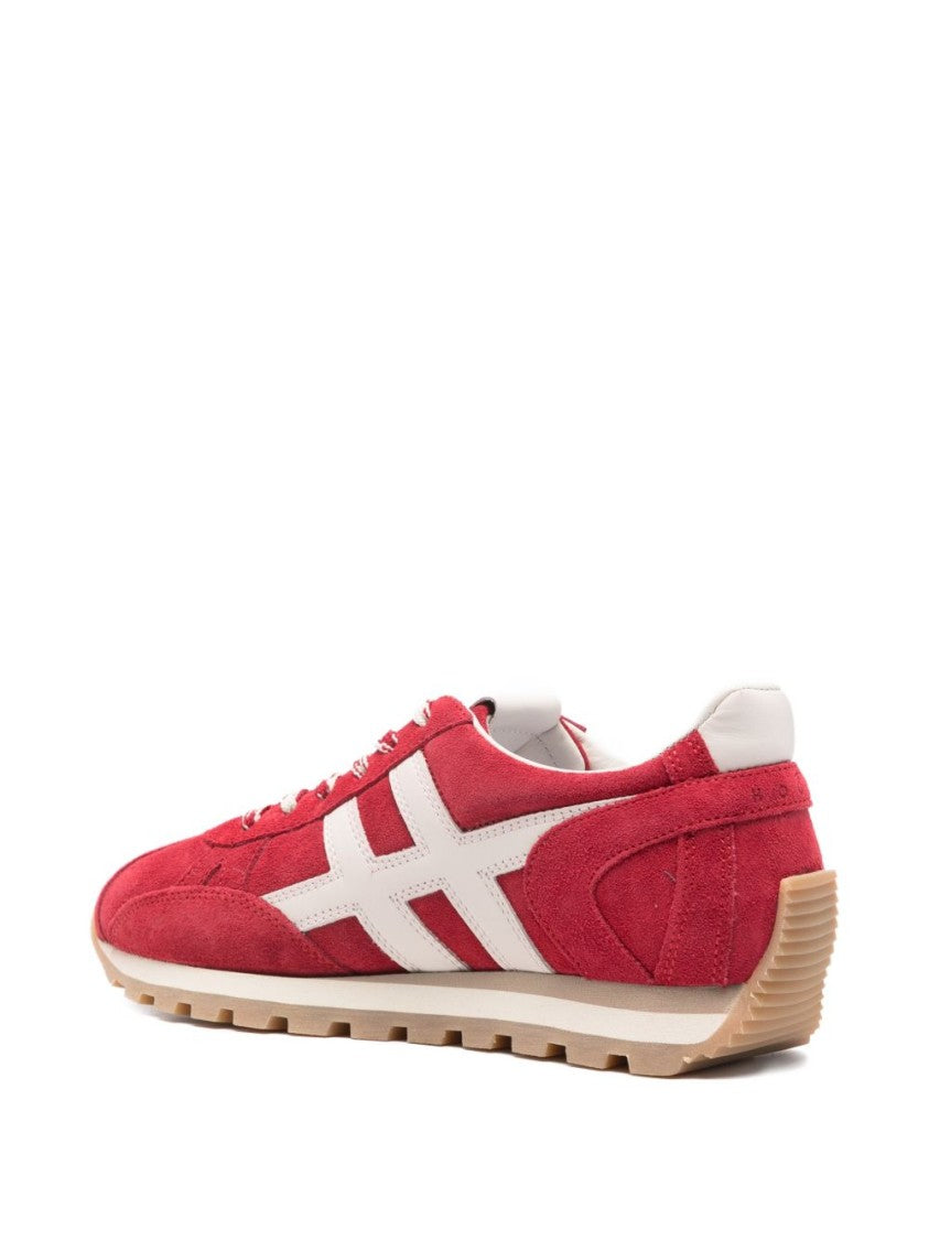 Hogan Low-Top Sneakers With Vibrant Red Suede Finish And Contrasting Details