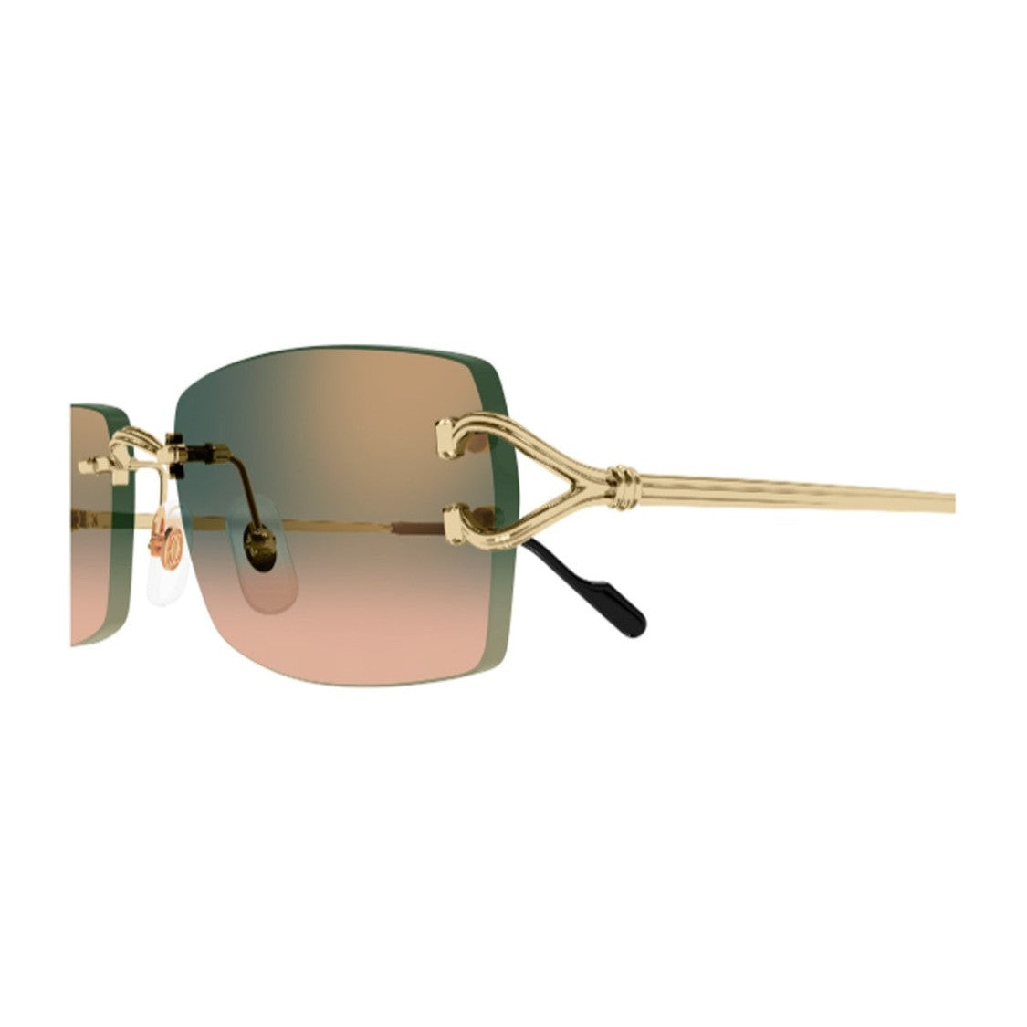 Cartier Gold Linea Decor C Classique Rimless Rectangular Sunglasses