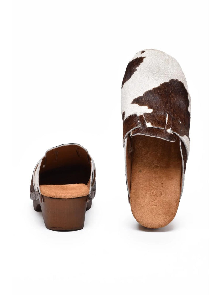 Post & Co White Leather Cavallino Clogs