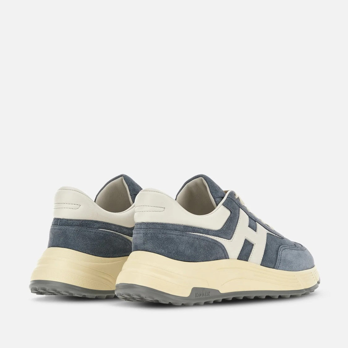 Hogan Hyperlight Allacciato H Sneakers In Blue Denim