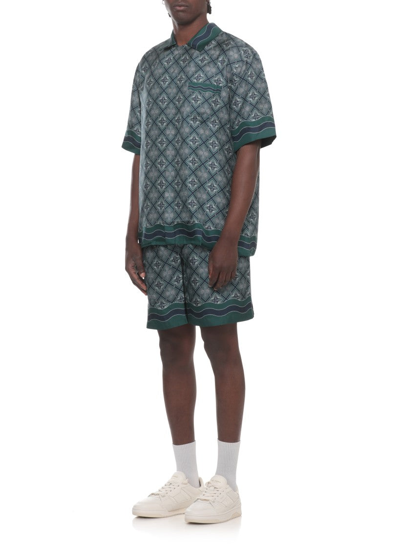 Casablanca Green Radiating Monogram Silk Shirt