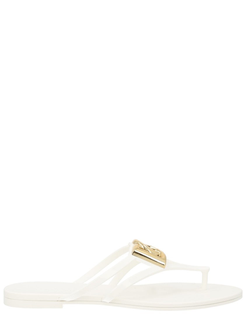 Dolce & Gabbana Gold Logo Tpu Thong Sandals