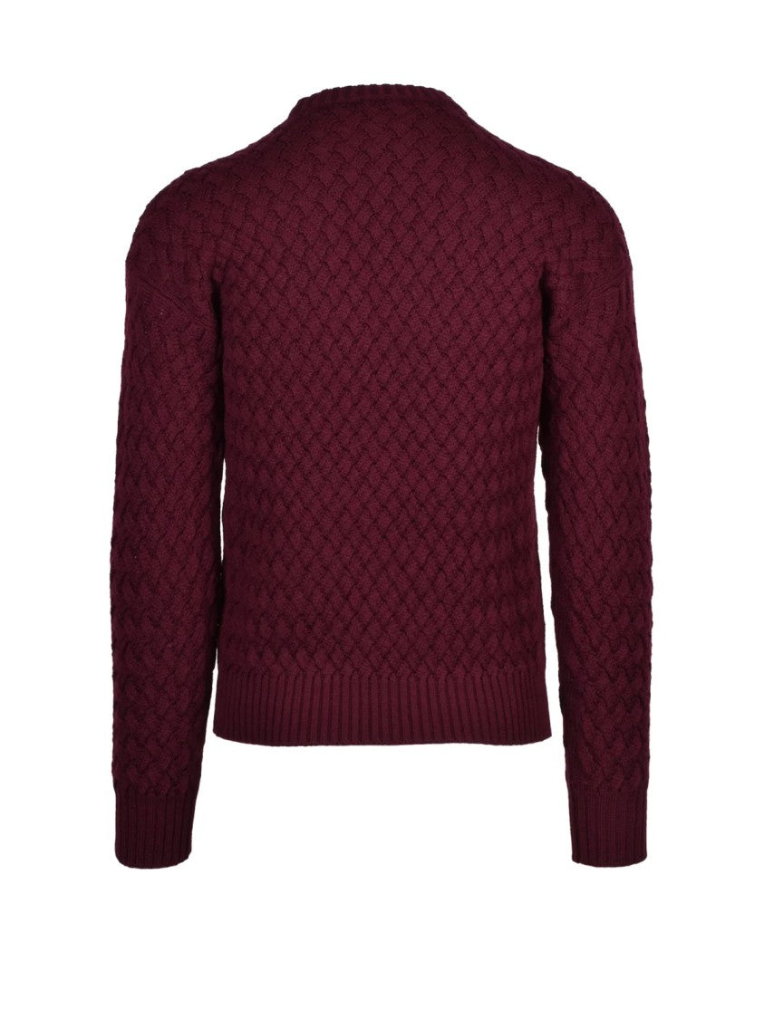 Alpha Studio Chunky Cable Knit Sweater With Classic Crew Neckline