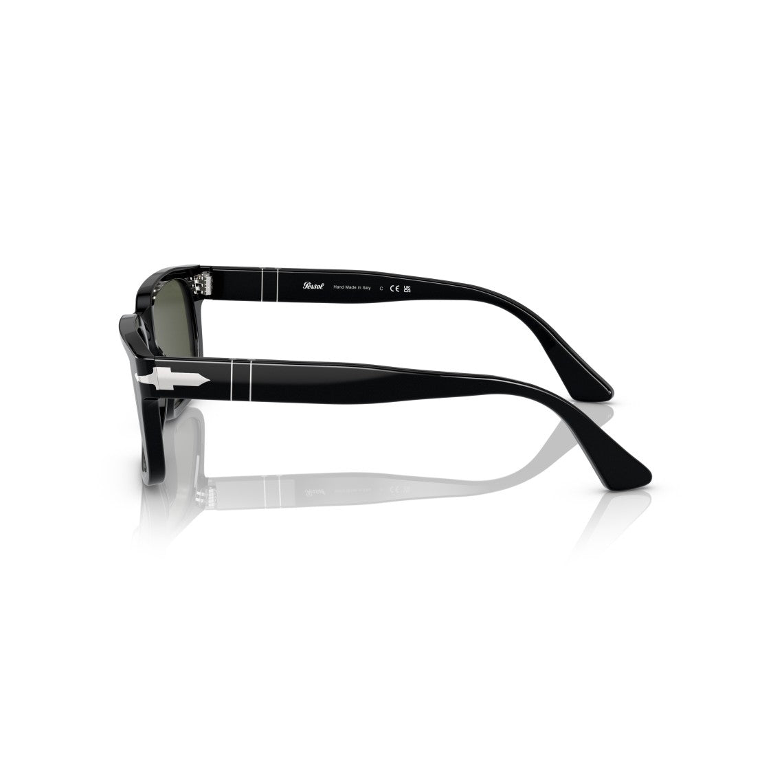 Persol 0Po3272s Glossy Black Acetate Sunglasses With Green Lenses