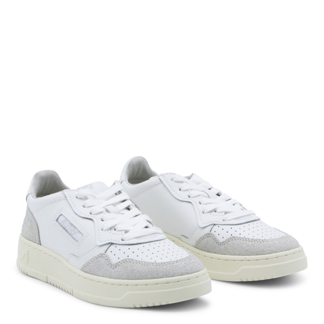 Autry White Leather And Grey Suede Sneakers