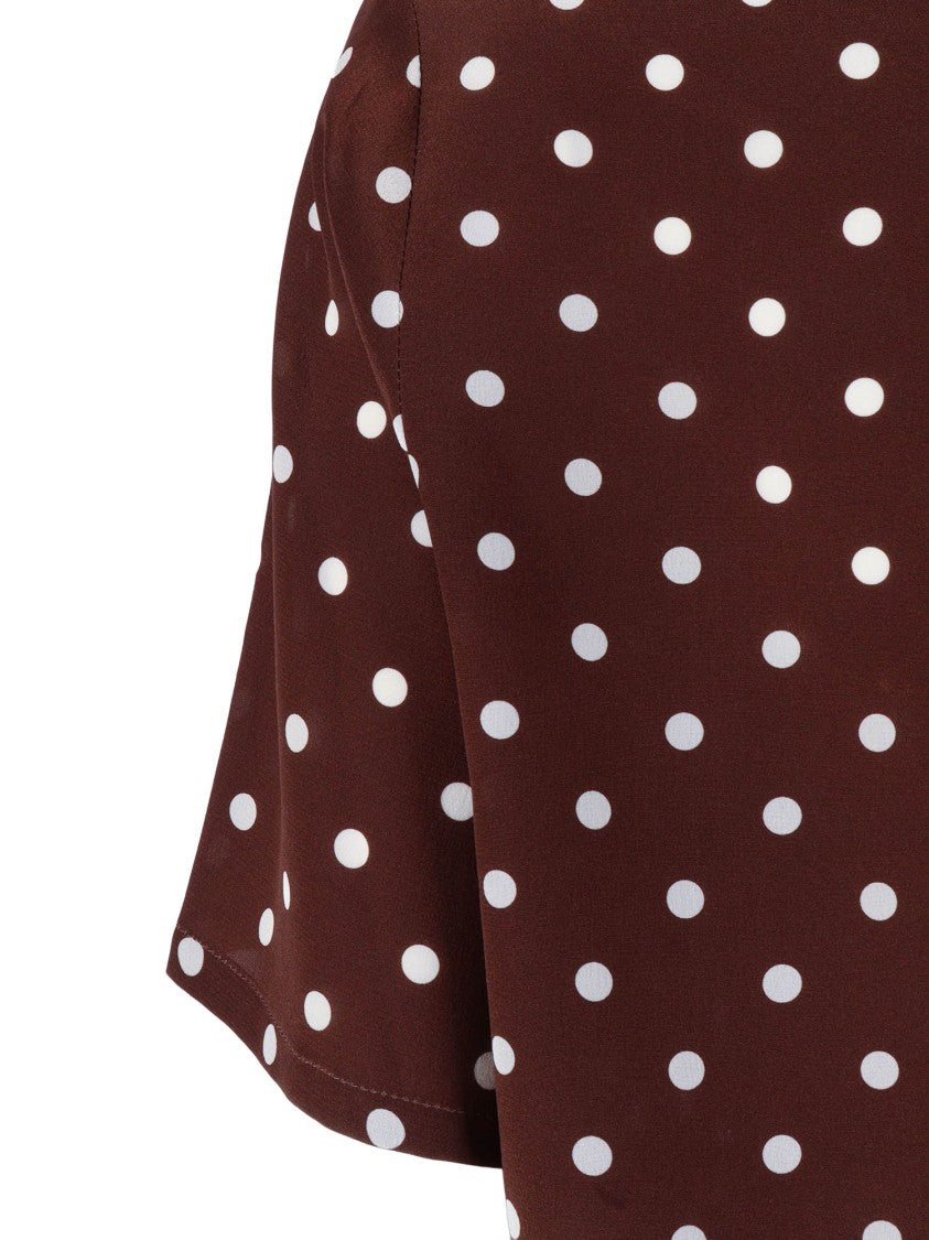 P.A.R.O.S.H. Brown Polka Dot Short Blouse