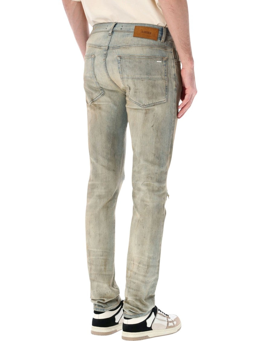 Amiri Mx1 Faded Distressed Suede Jeans