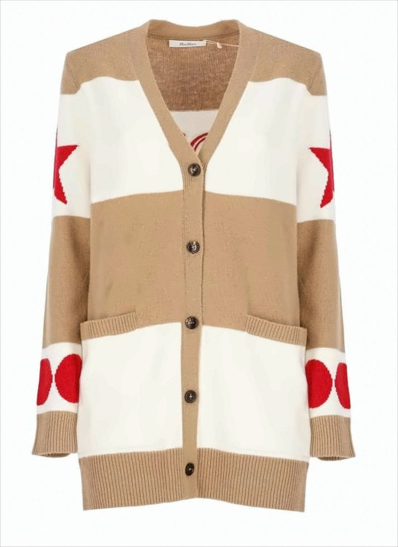 Max Mara Relaxed Fit Cardigan With Geometric Accent Panels