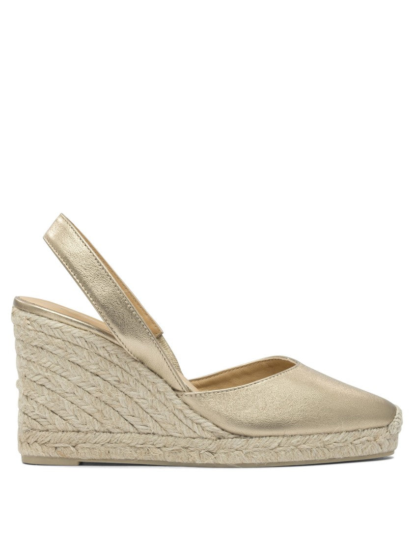 Castaner Metallic Leather Espadrilles With Braided Jute Wedge