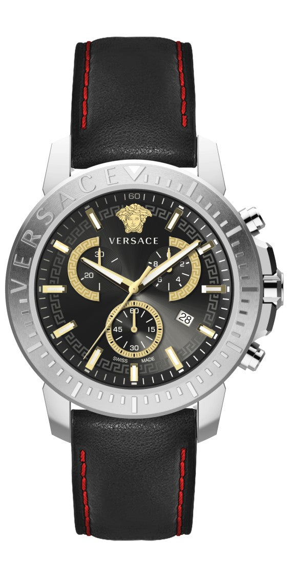 Versace Quartz Chronograph Watch With Stainless Steel Case And Sapphire Crystal