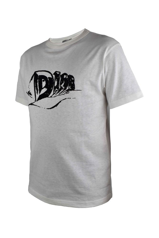 Dior Cotton T-Shirt With Black Velvet Logo Detail