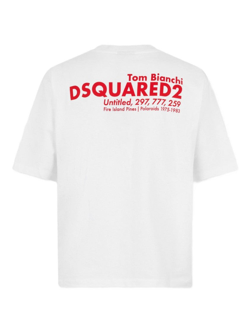 Dsquared2 White Relaxed Fit Graphic Crew Neck T-Shirt