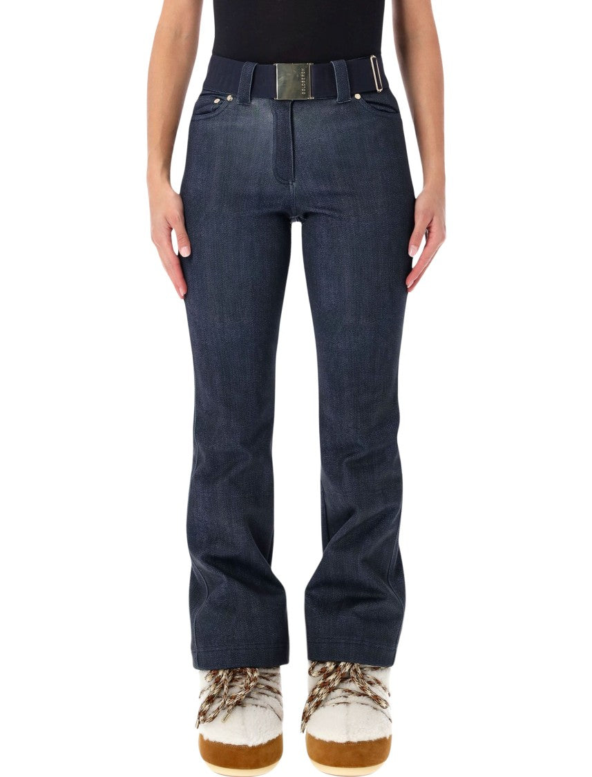 Goldbergh Wide-Leg Denim Print Pants With Metallic Details