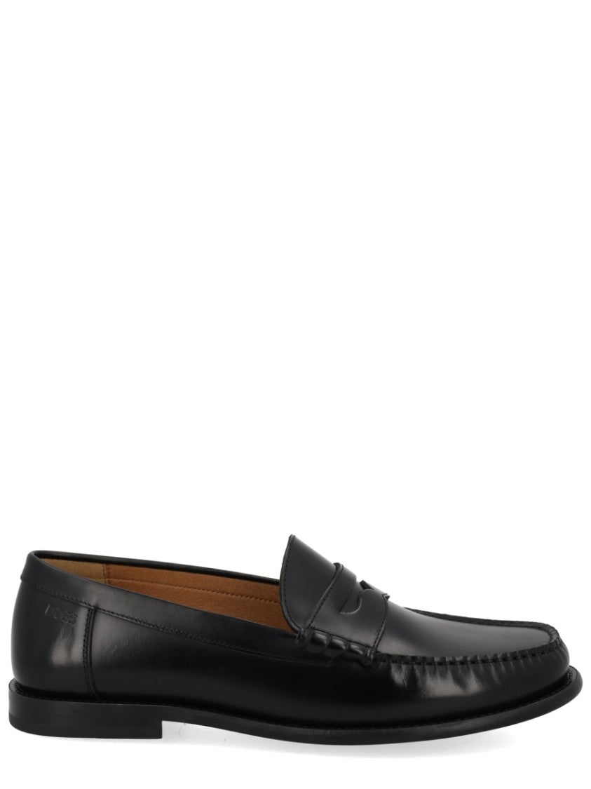 Boss Polished Cowhide Leather Penny Loafers