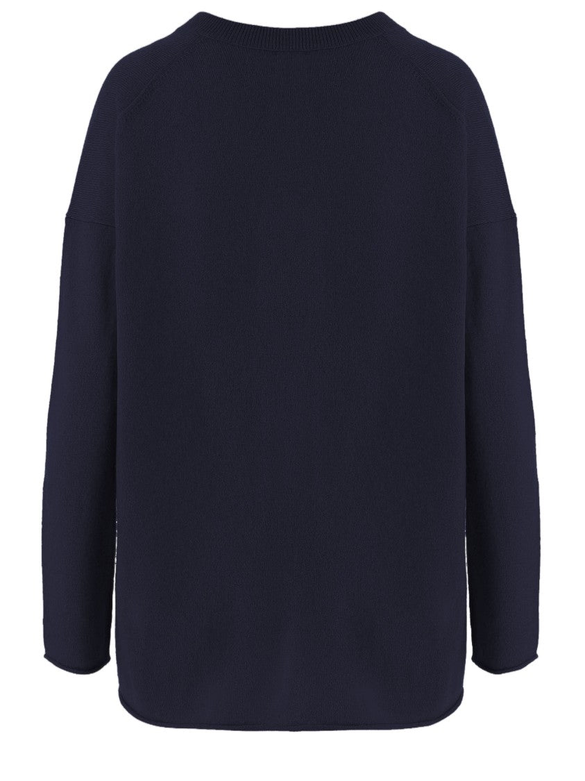 Allude Navy Blue Ribbed Cashmere Sweater