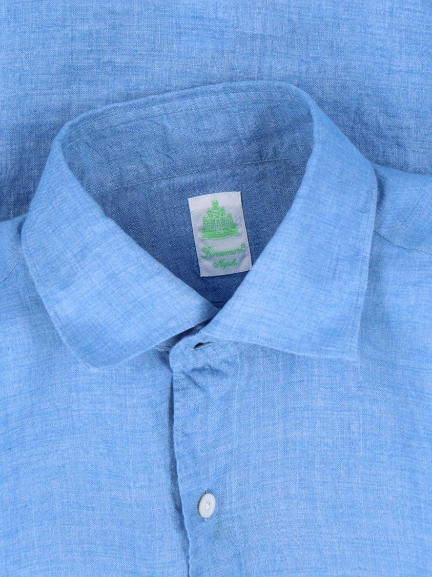 Finamore Light Blue Gaeta Linen Shirt