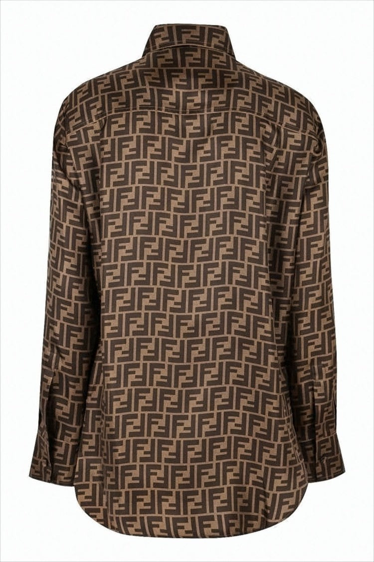 Fendi Silk Shirt With Geometric Monogram Pattern