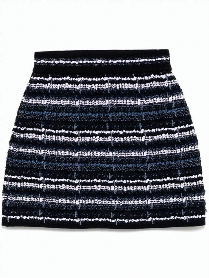 Thom Browne Textured Woven Black Miniskirt With Structured Silhouette