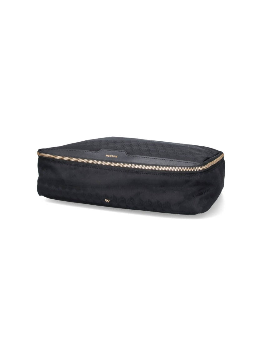 Anya Hindmarch Black Hair Kit Recycled Fabric Pouch