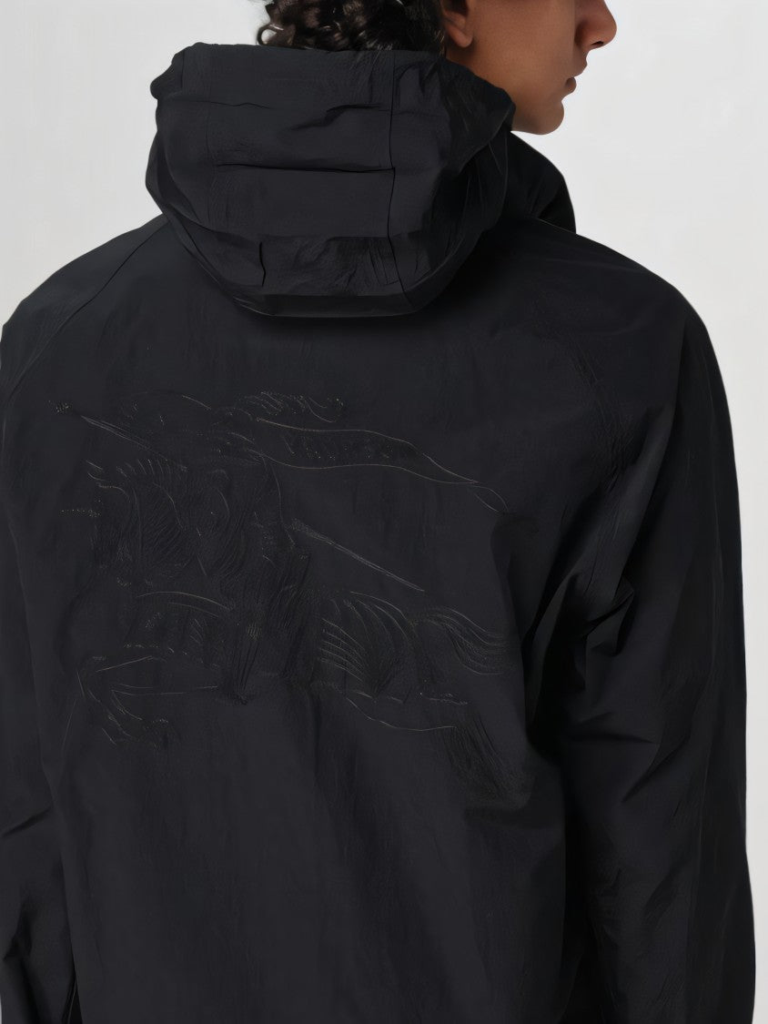 Burberry Black Jacket With High Collar And Full Zip Closure