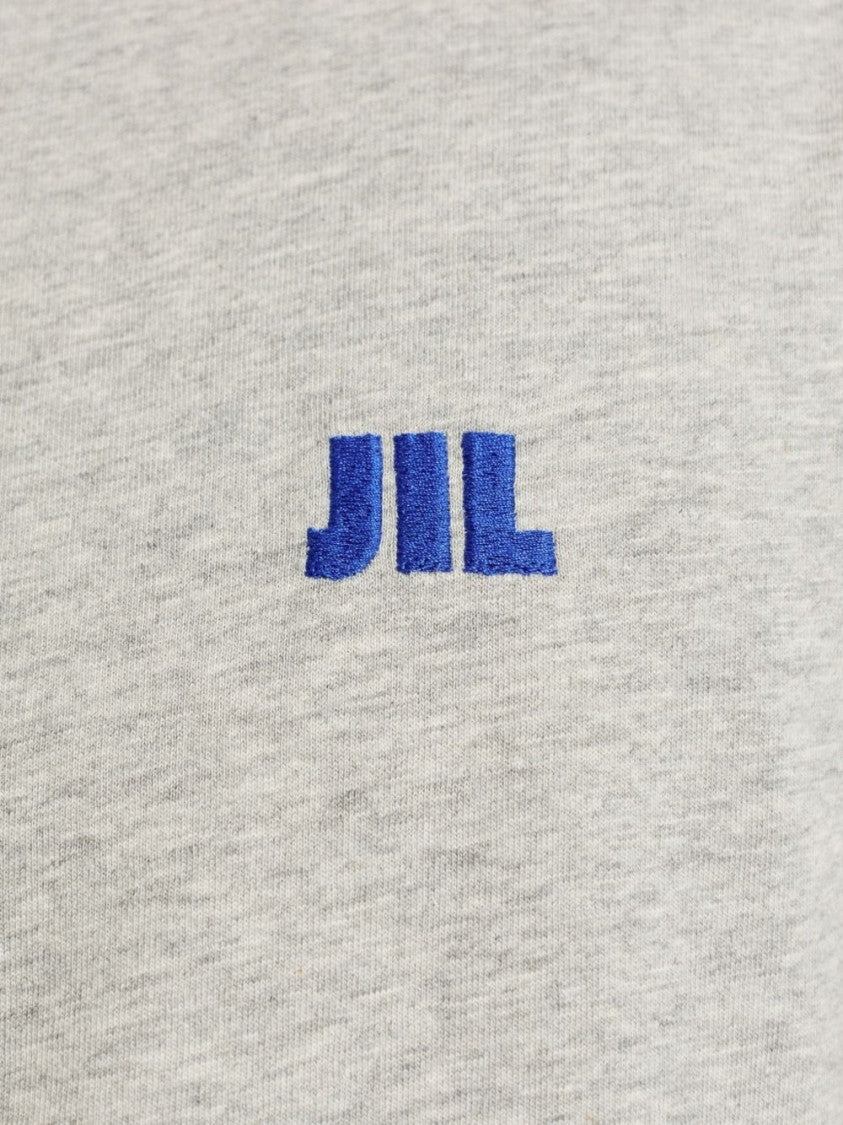 Jil Sander Grey Heathered Bold Blue Logo T-Shirt